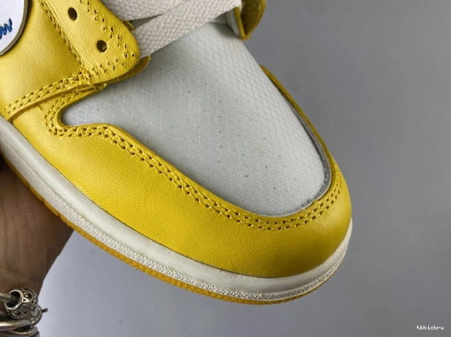 Cheap TBkick x White NRG Dark Powder Air AQ0818-149 Jordan Yellow-Cone 1 Off-White 0802